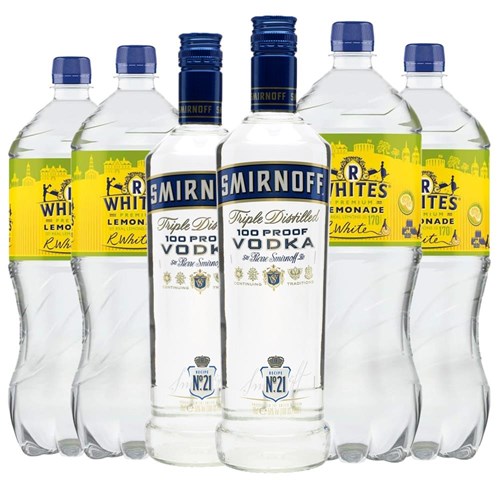Case of 6 with Smirnoff Blue Label Vodka and R. White’s Lemonade | Spirit & Mixer Set